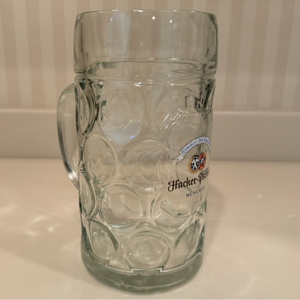 Hacker Pschorr Himmel der Bayern 1 Liter Large Dimpled Glass Beer Stein Munchen - Picture 5 of 15